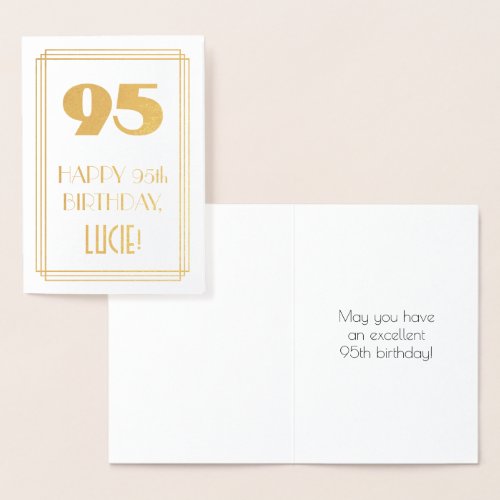 95th Birthday Art Deco Inspired Look 95  Name Foil Card