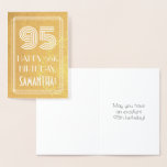 [ Thumbnail: 95th Birthday – Art Deco Inspired Look "95" + Name Foil Card ]