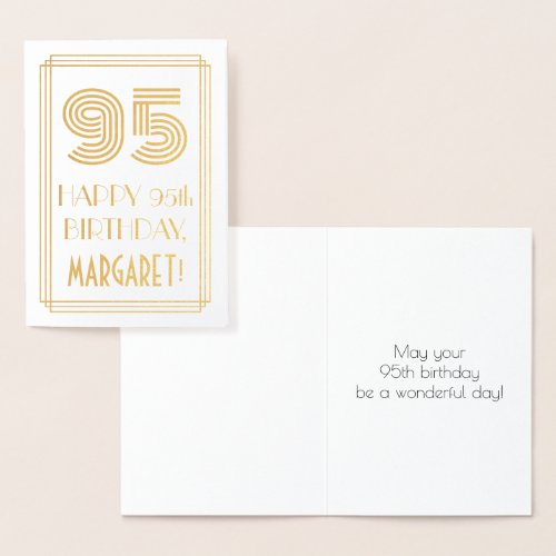 95th Birthday _ Art Deco Inspired Look 95  Name Foil Card