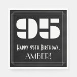 [ Thumbnail: 95th Birthday: Art Deco Inspired Look "95" + Name Napkins ]