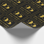 [ Thumbnail: 95th Birthday ~ Art Deco Inspired Look "95", Name Wrapping Paper ]
