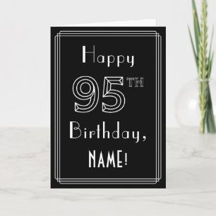 95th Birthday: Art Deco Style # 95 & Custom Name Card