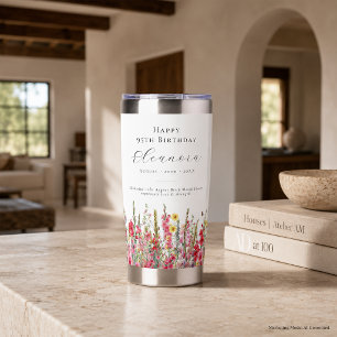 95th Birthday August Birth Flower Custom Gift Insulated Tumbler