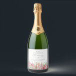 95th Birthday August Birth Flower Party Supplies  Sparkling Wine Label<br><div class="desc">Perfect table decor for an August birthday party. Pink gladiolus is the birth flower for that month. It forms a pretty watercolor bottom border on this floral personalized napkin. The birthday guest of honor's name, age and birthdate are placed above it using elegant calligraphy and typography. All text is editable....</div>