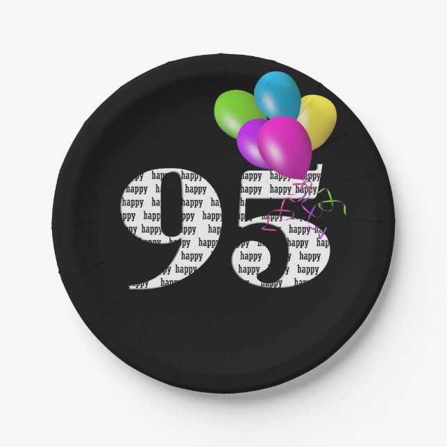 95th birthday balloon bouquet paper plates (Front)