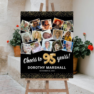 95th Birthday Black Gold Photo Party Foam Board