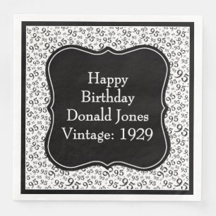 95th Birthday Black/White Bracket Number Pattern Paper Dinner Napkins