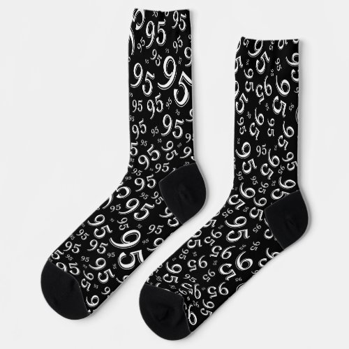 95th Birthday BlackWhite Random Number Pattern So Socks
