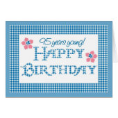 95th Birthday, Blue Check Gingham Pattern Cards (Front Horizontal)