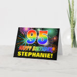 [ Thumbnail: 95th Birthday: Bold, Fun, Fireworks, Rainbow 95 Card ]