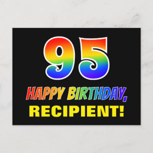 95th Birthday: Bold, Fun, Simple, Rainbow 95 Postcard