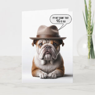 95th Birthday Bulldog With Fedora Card