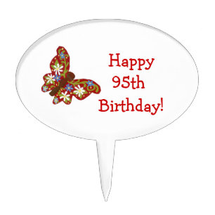 95th Birthday Cake Pick with butterfly