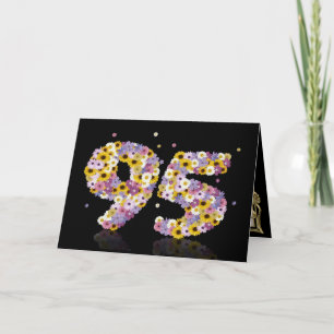 95th birthday card with flowery letters