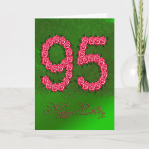 95th birthday card with roses and leaves