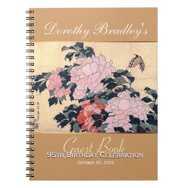 95th Birthday Celebration Butterfly Custom Guest B Notebook (Front)