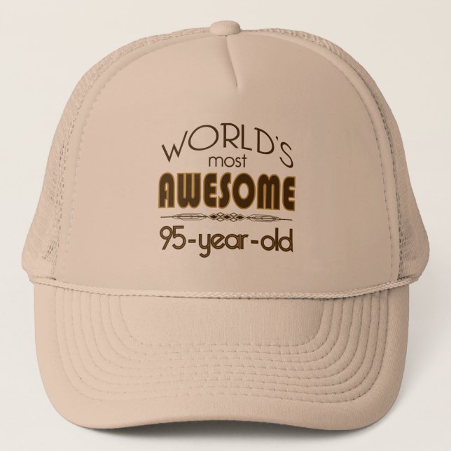 95th Birthday Celebration World's Best in Brown Trucker Hat (Front)