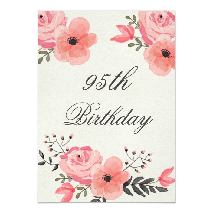 95th Birthday Chic Watercolor Flowers Invitation | Zazzle.com