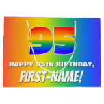 [ Thumbnail: 95th Birthday: Colorful, Fun Rainbow Pattern # 95 Gift Bag ]