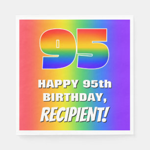 95th Birthday: Colorful, Fun Rainbow Pattern # 95 Napkins