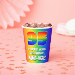 [ Thumbnail: 95th Birthday: Colorful, Fun Rainbow Pattern # 95 Paper Cups ]