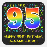 [ Thumbnail: 95th Birthday: Colorful Music Symbols, Rainbow 95 Sticker ]