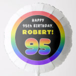 [ Thumbnail: 95th Birthday: Colorful Rainbow # 95, Custom Name Balloon ]
