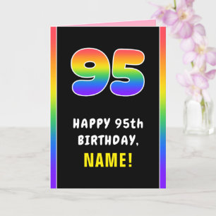95th Birthday: Colorful Rainbow # 95, Custom Name Card