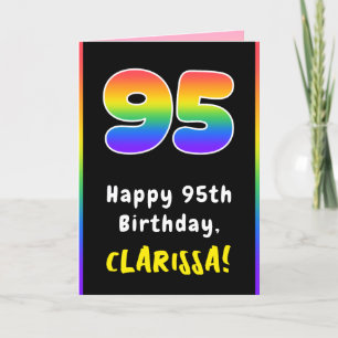 95th Birthday: Colorful Rainbow # 95, Custom Name Card