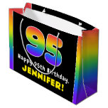 [ Thumbnail: 95th Birthday: Colorful Rainbow # 95, Custom Name Gift Bag ]