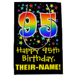 [ Thumbnail: 95th Birthday: Colorful Stars Pattern & Rainbow 95 Gift Bag ]