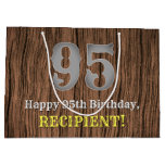 [ Thumbnail: 95th Birthday: Country Western Inspired Look, Name Gift Bag ]