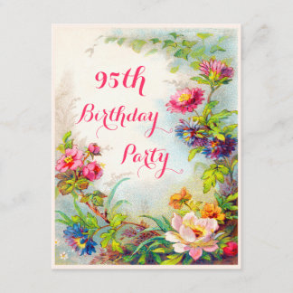 95th Birthday Dahlias and Peonies Victorian Garden Invitation