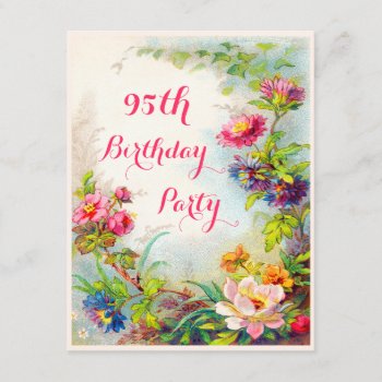 95th Birthday Dahlias And Peonies Victorian Garden Invitation by JK_Graphics at Zazzle