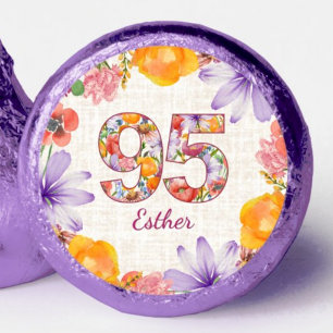 95th Birthday Elegant Floral Purple Chocolates Hershey®'s Kisses®