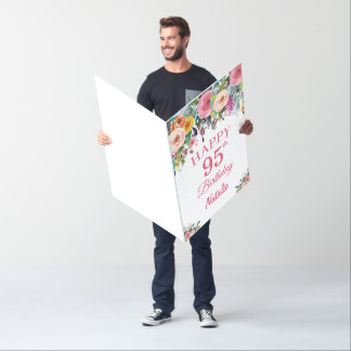 95th Birthday Floral Flowers Extra Large Jumbo Card