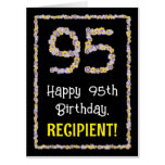 [ Thumbnail: 95th Birthday: Floral Flowers Number “95” + Name Card ]