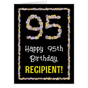 95th Birthday: Floral Flowers Number “95” + Name Card