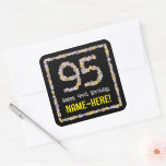 [ Thumbnail: 95th Birthday: Floral Flowers Number, Custom Name Sticker ]