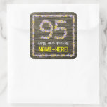 [ Thumbnail: 95th Birthday: Floral Number, Faux Wood Look, Name Sticker ]