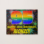[ Thumbnail: 95th Birthday: Fun, Colorful Celebratory Fireworks Jigsaw Puzzle ]
