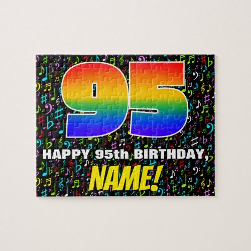 95th Birthday â Fun Colorful Music Symbols  âœ95â Jigsaw Puzzle