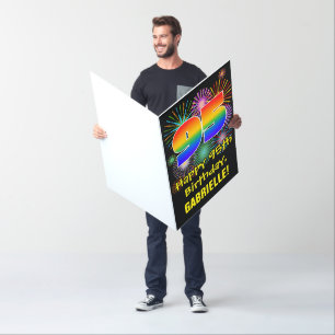 95th Birthday: Fun Fireworks Pattern & Rainbow 95 Card