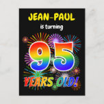 [ Thumbnail: 95th Birthday - Fun Fireworks, Rainbow Look "95" Postcard ]