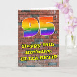 [ Thumbnail: 95th Birthday: Fun Graffiti-Inspired Rainbow 95 Card ]