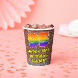 [ Thumbnail: 95th Birthday: Fun Graffiti-Inspired Rainbow 95 Paper Cups ]