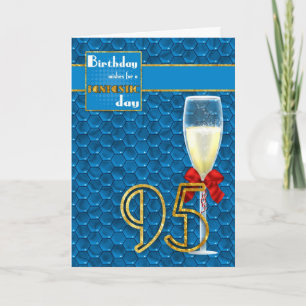95th Birthday - Geometric Birthday Card Champagne