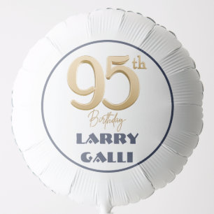 95th Birthday Gold Navy Blue Custom Name Helium Balloon