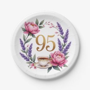 95th Birthday Grandma Elegant Floral Paper Plates