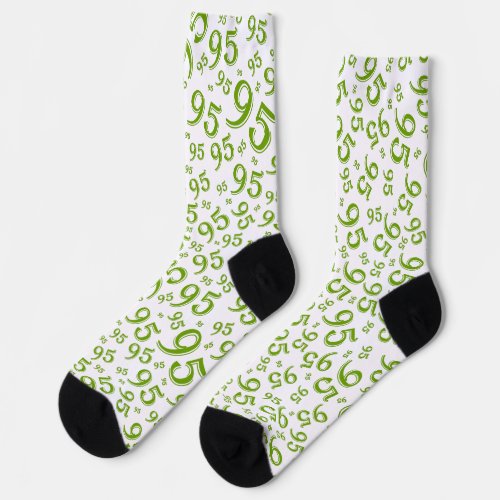 95th Birthday Green Random Number Pattern Socks